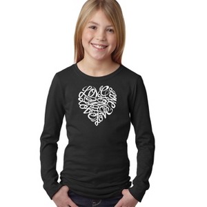 LA Pop Art Girl's Word Art Long Sleeve - LOVE - 1 of 4