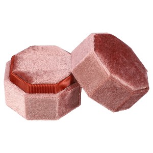 Unique Bargains Octagon Velvet Ring Box 2 Slots for Wedding Ceremony Proposal Engagement Birthday 1 Pc - 1 of 4
