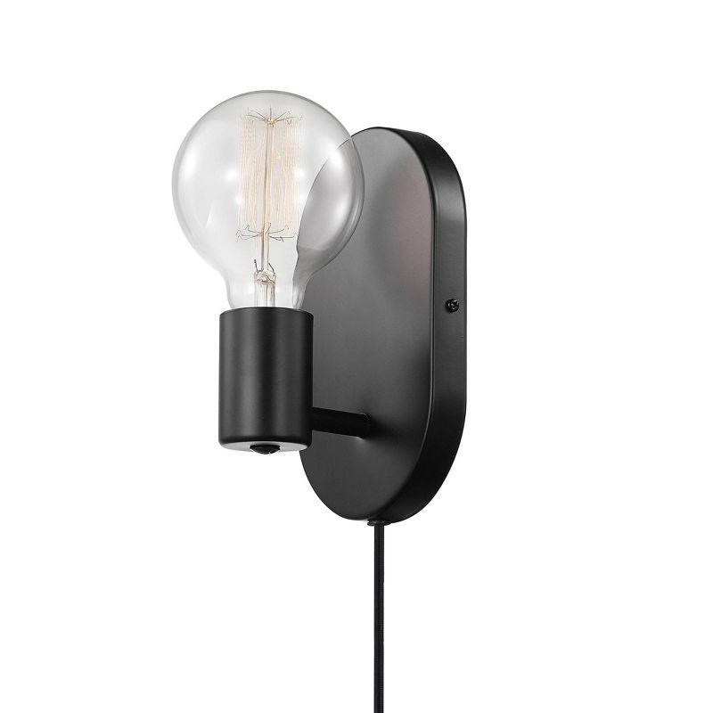 Linus 1-Light Matte Black Plug-In or Hardwire Wall Sconce - Novogratz x Globe, 1 of 9