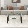 Lirago Tempered Clear Glass 2-Layer Coffee Table-Modern Living Room Center Table with Cascading Edges & Layered Design 23.62"W * 39.37"L * 17.32"H - 4 of 4