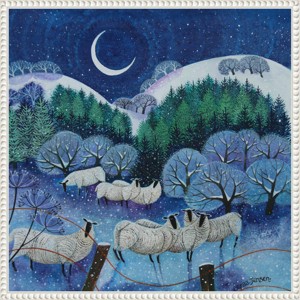 Amanti Art 22"x22" Winter Downland Sheep 2024 by Lisa Graa Jensen Framed Canvas Wall Art - 1 of 4