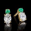 Ross-Simons 1.00 ct. t.w. Lab-Grown Diamond Drop Earrings With .10 ct. t.w. Emeralds in 14kt Yellow Gold - 3 of 4