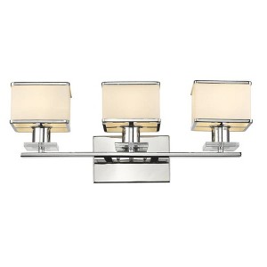 Chloe Lighting Trilluminate Contemporary 3 Light Chrome Finish White Opal Glass Bath Vanity Wall Fixture 24"Wide - 1 of 4