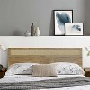 LuxenHome Oak Finish Wood with Natural Rattan Top Panel Headboard, King Brown - 2 of 4