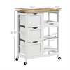 LunaLulinlk Rolling Kitchen Island Cart, Bar Serving Cart with Drawers, White - 3 of 4