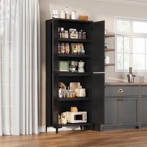 71 Inch Tall Storage Cabinet with 4 Door, Kitchen Pantry 5 Tier Bathroom Cabinet Adjustable Shelves - 1 of 4