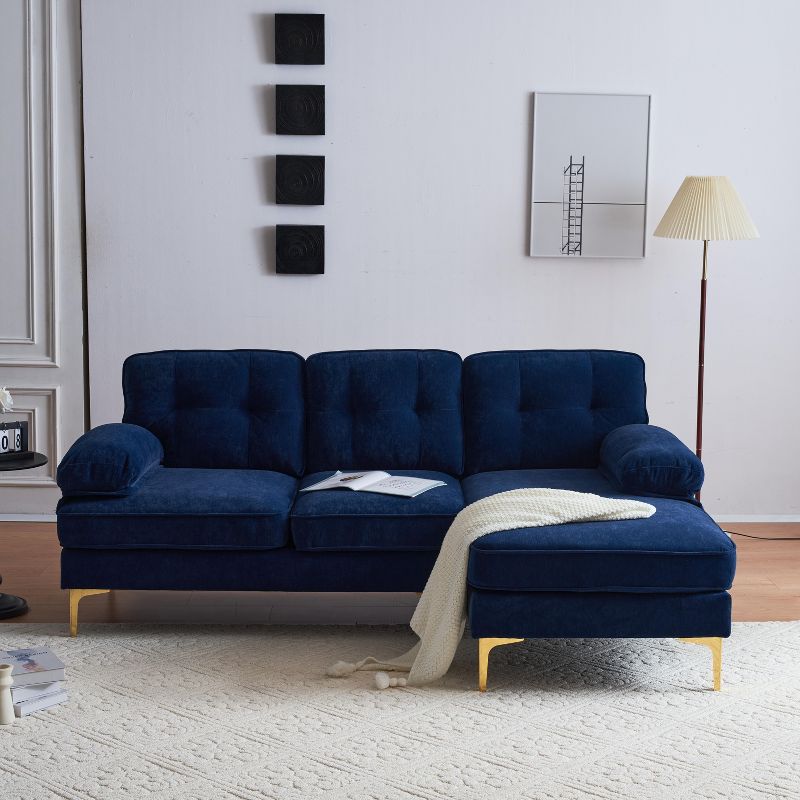 83" Modern Velvet Upholstered Sectional Sofas Couch-ModernLuxe, 2 of 11