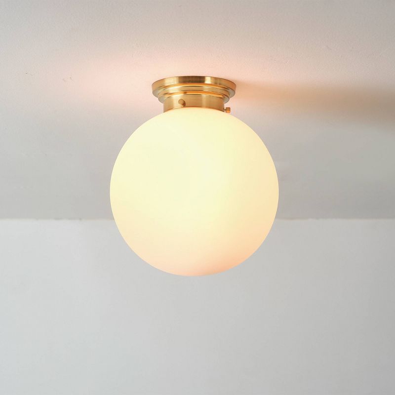 Portland 1-Light Matte Brass Semi-Flush Mount Ceiling Lighting with Opal Glass Shade - Globe Electric, 4 of 9