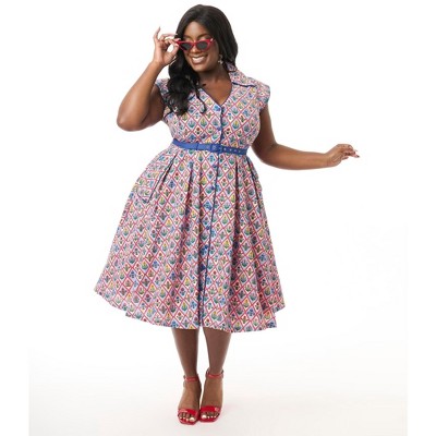Unique Vintage Women's Plus Shirt Dress