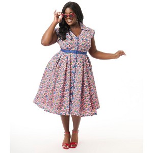 Unique Vintage Women's Plus Shirt Dress - 1 of 4