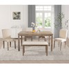 GDFStudio Thompson Rustic 6 Piece Rubberwood Rectangular Dining Table Set with 5 Upholstered Dining Chairs - 2 of 4