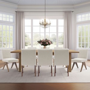 Set of 8 Upholstered Dining Chairs, Modern Armless Side Chairs with Solid Wood Legs, Comfortable Padded Seat for Kitchen & Dining Room-Maison Boucle - 1 of 4