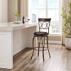 29.9" Circles Back Upholstery Swivel Seat Barstool Metal/Brown - Linon: Faux Leather, Foam Cushion, Fixed Height - 2 of 4