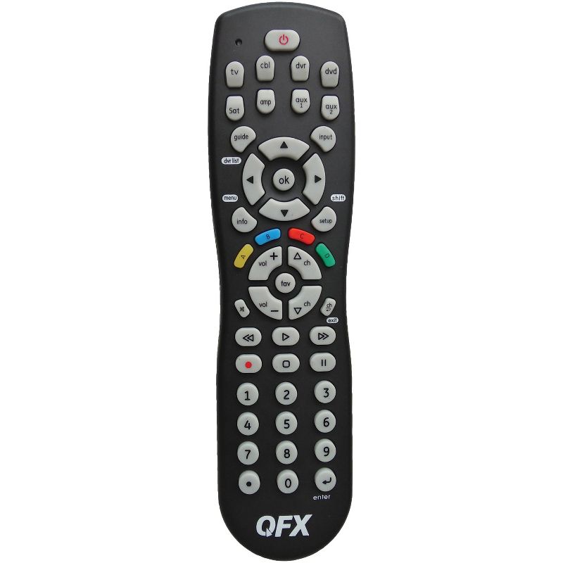 QFX® 8-Device Universal Remote with Glow-in-the-Dark Buttons, Black, 1 of 5