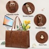 Laptop Bag 15 inch Laptop Tote Bag PU Leather Computer Work Bag Lightweight Shoulder Handbags, Brown - 4 of 4