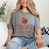 Simply Sage Market Teacher Vibes Cursive Apple Garment Dyed Tee - L - Grey - 2 of 4
