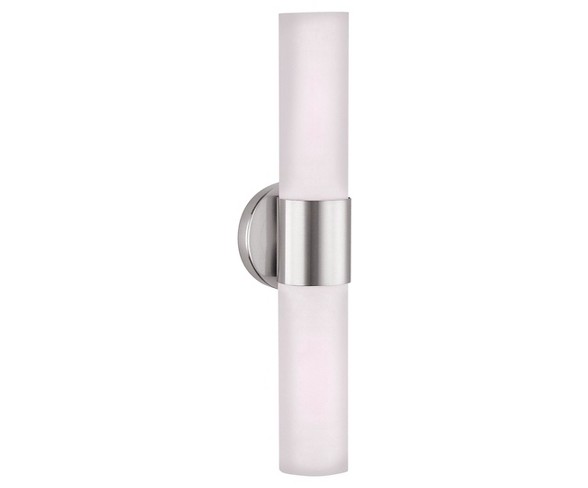 Aqueous 2-Light Wall Sconce with Opal Glass Shade - Brushed Steel