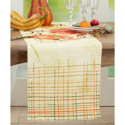 Pumpkin Design Cotton Blend Fall Table Runner