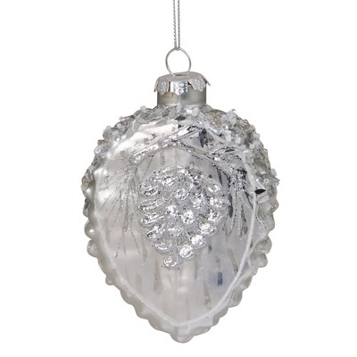 Northlight 4" Silver Glittered Half Pine Cone Glass Christmas Ornament