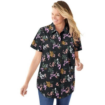 Woman Within Plus Size Petite Perfect Short Sleeve Shirt