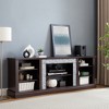 70" Large TV Stand with Faux Stacked Stone Surround, Media Console Table with Spacious Storage Cabinet, TV Desk Storage Rack, Entertainment Center - 4 of 4