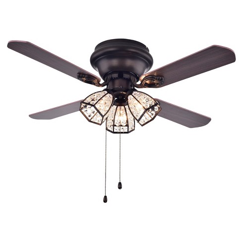 Warehouse Of Tiffany 21 X 13 X 11 Inch Black Espresso Lighted Ceiling Fans