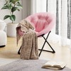 Saucer Chair, Faux Fur Circle Chair, Foldable Lounge Chair for Adults, Teens & Kids, Folding Moon/Mushroom/Round Style Comfy Accent Seat for Bedroom - 3 of 4