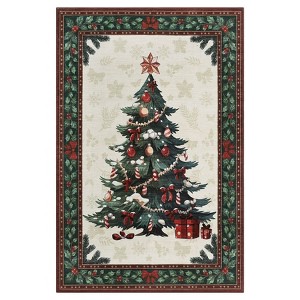 Coolmee Christmas Tree Area Rugs 3x5 Non Slip Washable Christmas Indoor Rug for Entryway Living Room Kitchen Bathroom Floor, Stain Resistant - 1 of 4