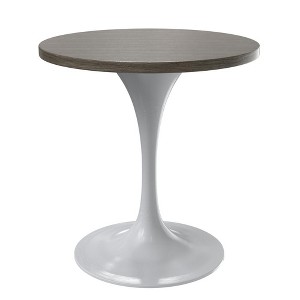 LeisureMod Verve 27" Round Dining Table - MDF Wood Top with Modern White Pedestal Base Accent Side Table for Kitchen and Home - 1 of 4
