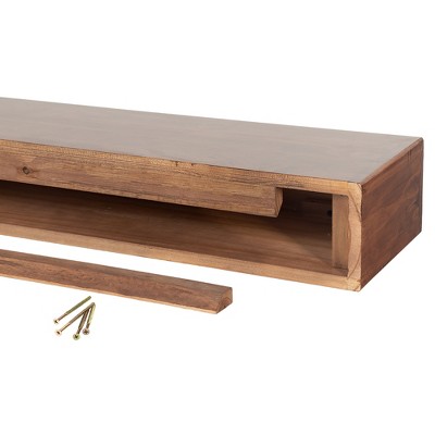 Dakota 72" Mocha Pine Wood Rustic Fireplace Mantel Shelf