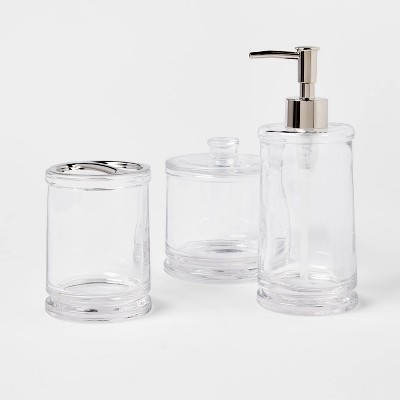 3pc Glass Bathroom Accessories Set Clear - Threshold™