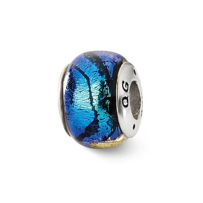 Black Bow Jewelry Blue Dichroic Glass Sterling Silver Bead Charm
