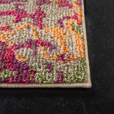 Ivory and Multicolor Square Synthetic Area Rug