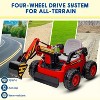 12V Ride On Excavator for Kids, 4WD Electric Excavator Toy with Remote Control - 2 of 4