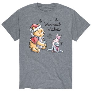 Men's - Winnie the Pooh - Pooh & Piglet Warmest Wishes Christmas Short Sleeve Graphic T-Shirt - 1 of 4