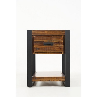 Jofran,Loftworks Modern Industrial Distressed Acacia Side Table with Drawer- Brown Color