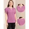 INSPIRE CHIC Women's Cutout Round Neck Cap Sleeve Casual Top - 2 of 4