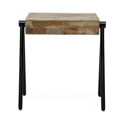 Gurley Handcrafted Modern Industrial Mango Wood Side Table Gray/Black - Christopher Knight Home