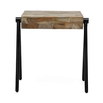 Gurley Handcrafted Modern Industrial Mango Wood Side Table Gray/Black - Christopher Knight Home