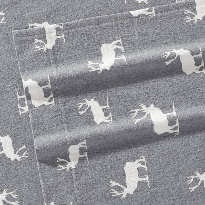 Gray Elk Grove Twin Cotton Flannel Deep Pocket Sheet Set
