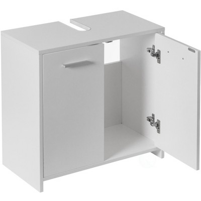 Basicwise Sink Base Bathroom Vanity Cabinet 2-Door Organizer, Kitchen Storage Cabinet, White