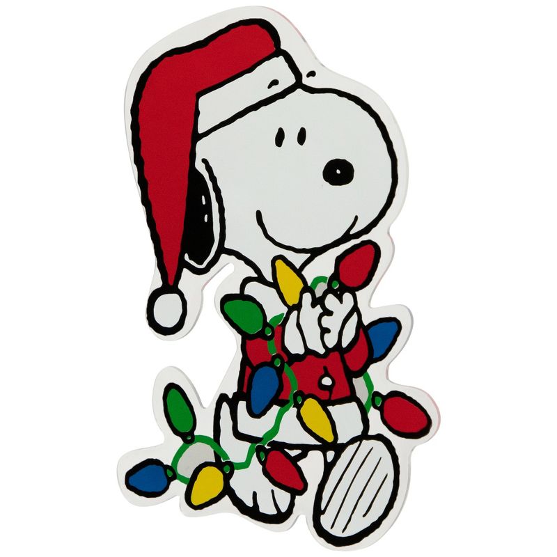 Northlight Peanuts Snoopy Gathers the Lights Double Sided Christmas Window Cling Decoration, 3 of 7
