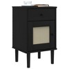 vidaXL Bedside Cabinet SENJA Rattan Look Black 15.7 in.x13.8 in.x25.6 in. Solid Wood Pine - 3 of 4