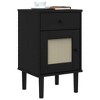 vidaXL Bedside Cabinet SENJA Rattan Look Black 15.7 in.x13.8 in.x25.6 in. Solid Wood Pine - image 3 of 4