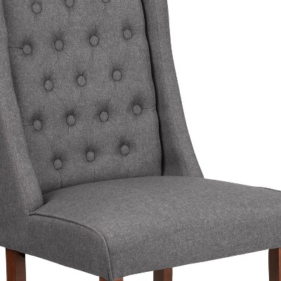 Gray Faux Leather Upholstered Parsons Side Chair with Wood Frame