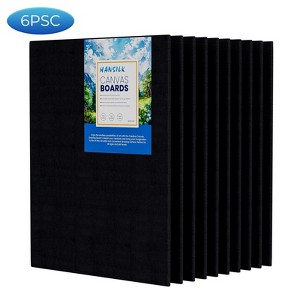HANSILK 6pk  8x10 inch  Black Canvases for Painting, Canvas Panels 100% Cotton Acid-Free, Art Boards for Oil & Acrylic - 1 of 4