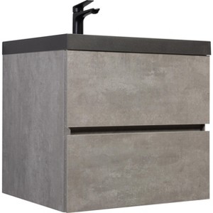 SEVOBAL Bathroom Storage Cabinets, Wall-Mounted Bathroom Storage Vanity Cabinet, Black Sand Top Basin, Soft Close Drawers, Gray, 23.62"*19.68"*22.44" - 1 of 4