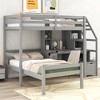 Twin Size Loft Bed with Separate Bed, Staircase for Storage, Desk, Shelves and Drawers - ModernLuxe - image 3 of 4