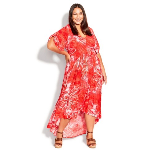 Avenue | Women's Plus Size Val Print Dress - Coral Ombre - 20w : Target