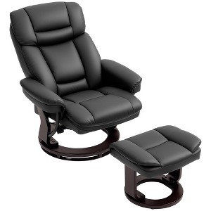 Aghana Digitals Dark Brown Faux Leather Swivel Recliner with Ottoman, 360° Rotation & 130° Recline, - 1 of 4